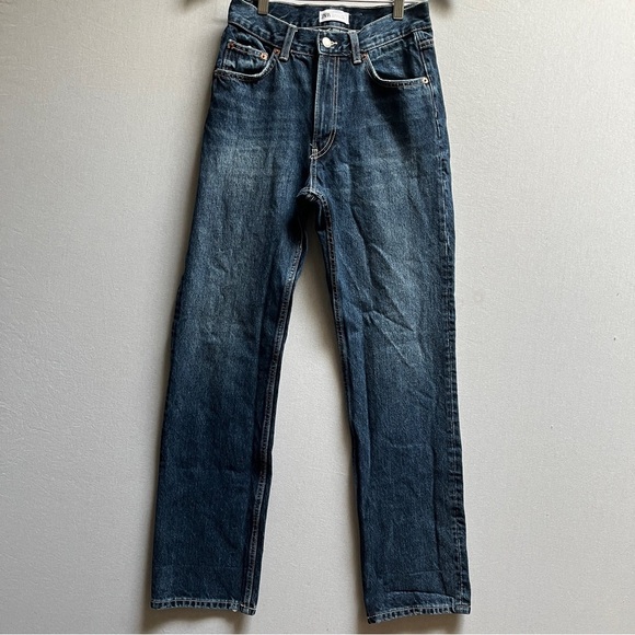 Zara Denim - Zara Blue Slim Straight-Leg Jeans with High-Rise Waist Sz 4